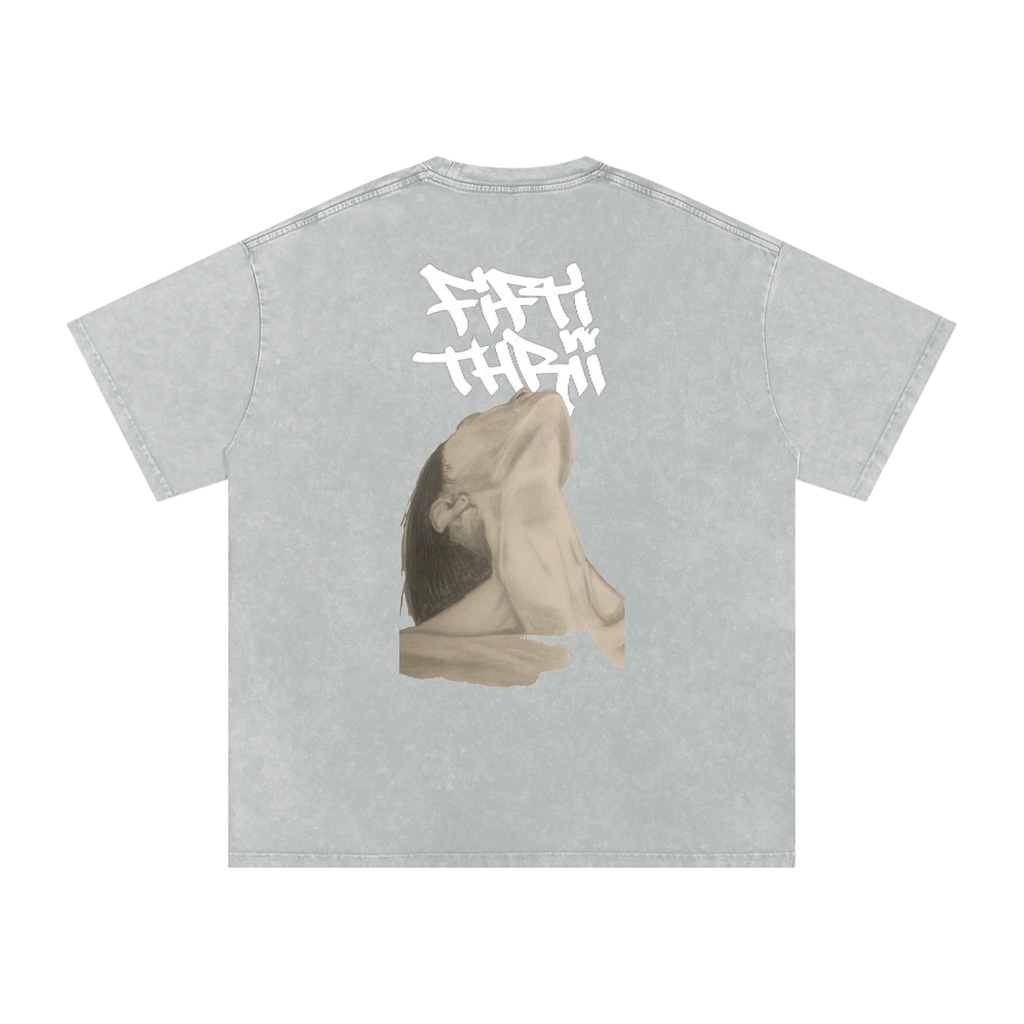 Snow Washed Oversized Cotton T-Shirt